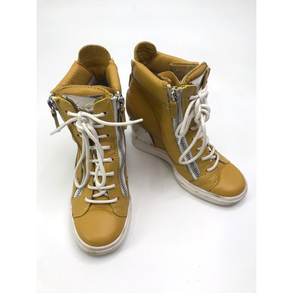 Giuseppe Zanotti Yellow Metal Plated High-Top Sneakers 37.5 (7.5)
